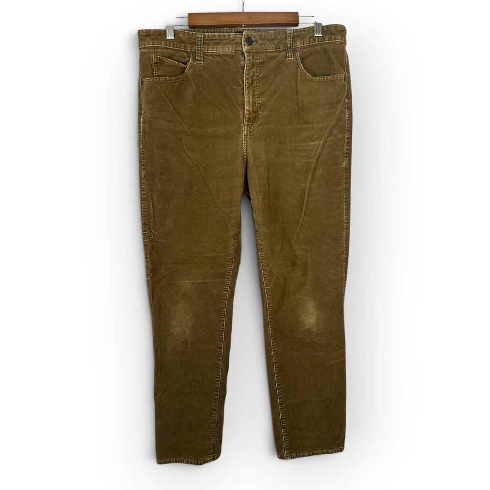 Talbots Women size 12 Olive Brown Corduroy Straight Leg Pants Cottagecore Preppy